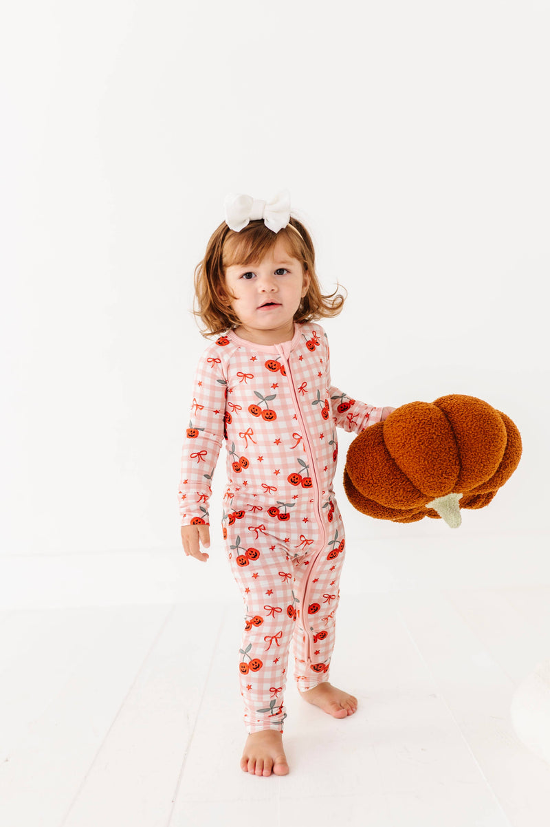 Cherry Pumpkin Convertible Footies: 12-18 Months