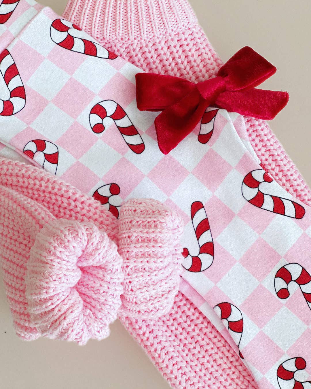 Checkered Candy Cane Kids & Baby Flare Pants | Pink: 3T