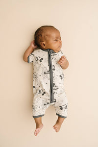 Vintage Mouse Bamboo Short Romper: 12-18M