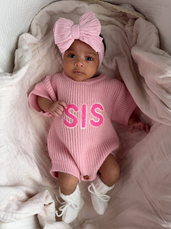 Sis Sweater Romper, Pink: 6 - 12 mo.
