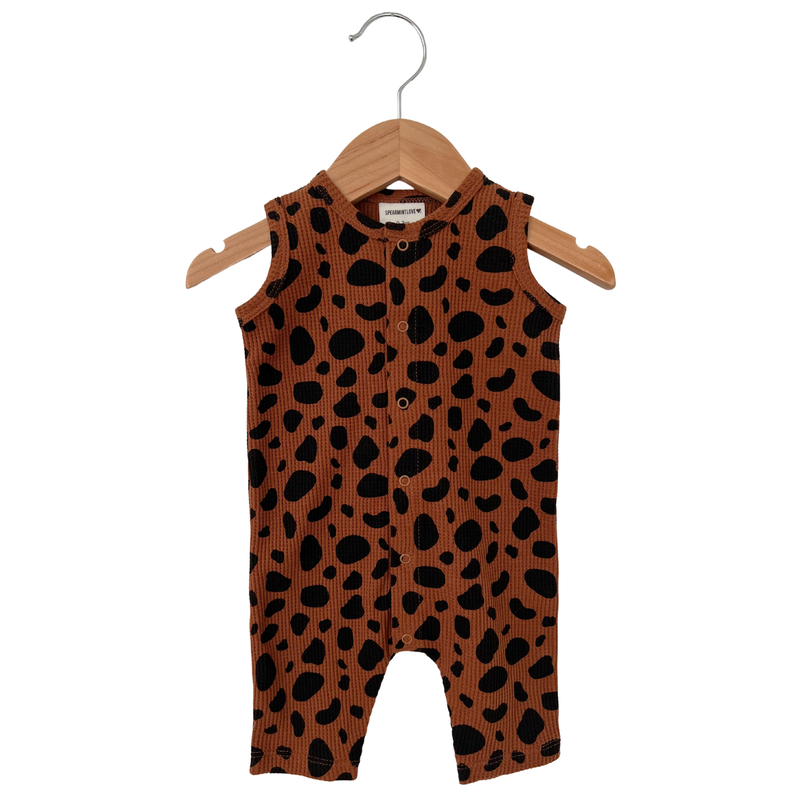 Organic Waffle Easy Romper, Black Spot: 3 - 6 mo.