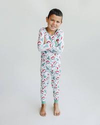 Christmas Bamboo Kids' Two Piece Set | Checkered Santa: 4T