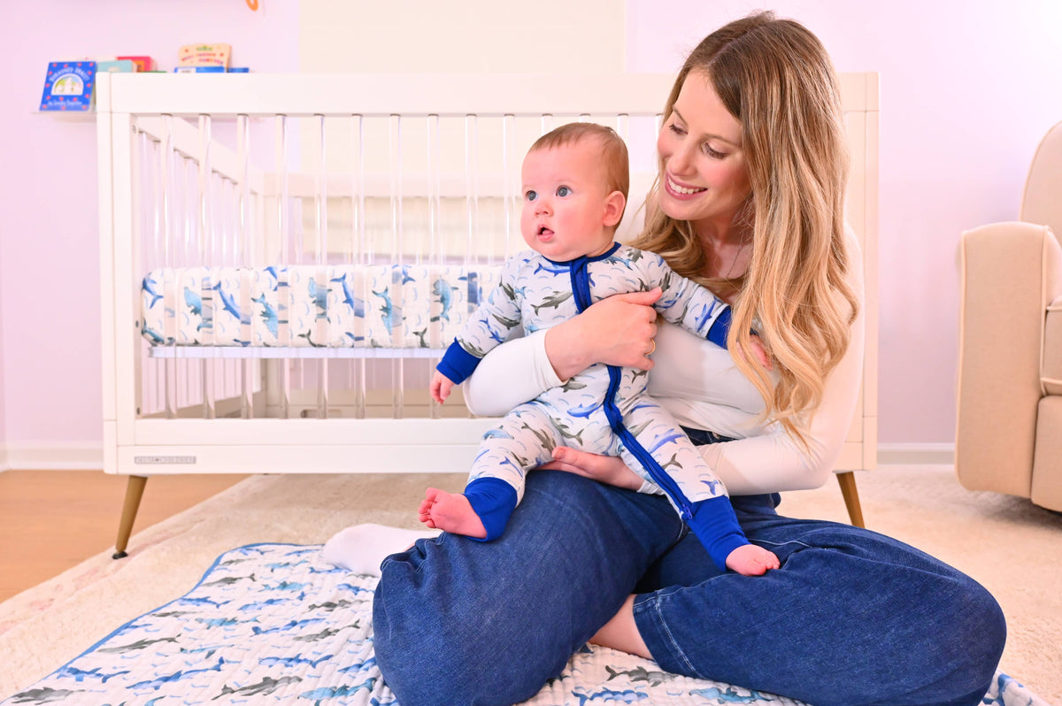 Bamboo Baby Convertible Zipper Pajama Sharks: 12-18 months