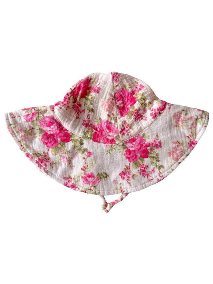 Muslin Wide Brim Sunhat, Country Daydream: 6 - 12 mo.