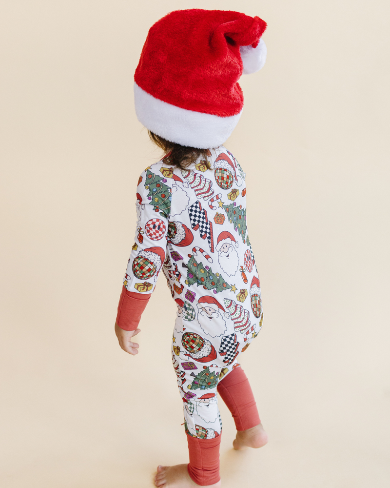 Bamboo Baby Clothing Zip Romper | Retro Christmas: 3-6M