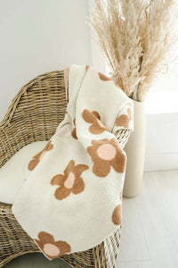 Daisy Plush Blanket - Caramel & Pink: Large 58" x 68"