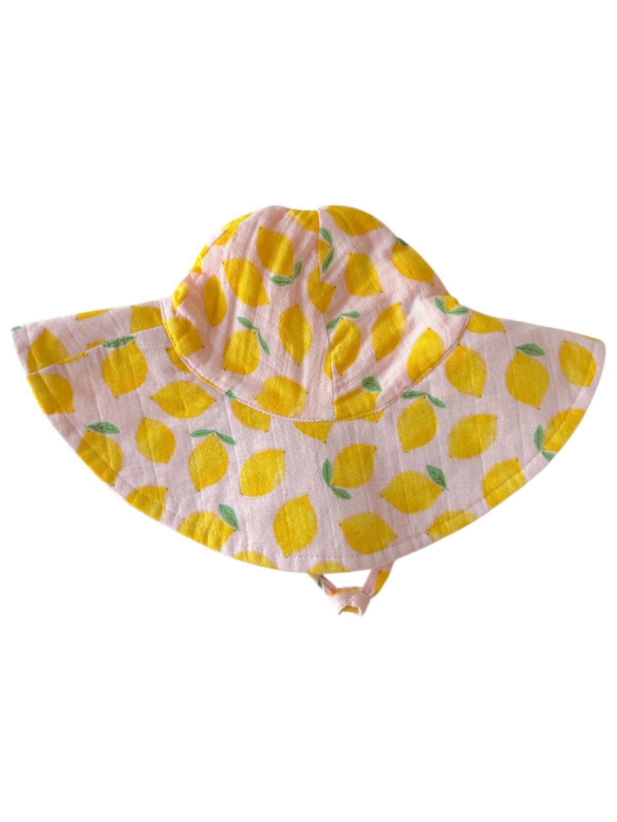 Lemon Sorbet / Muslin Wide Brim Sunhat: 6-12M