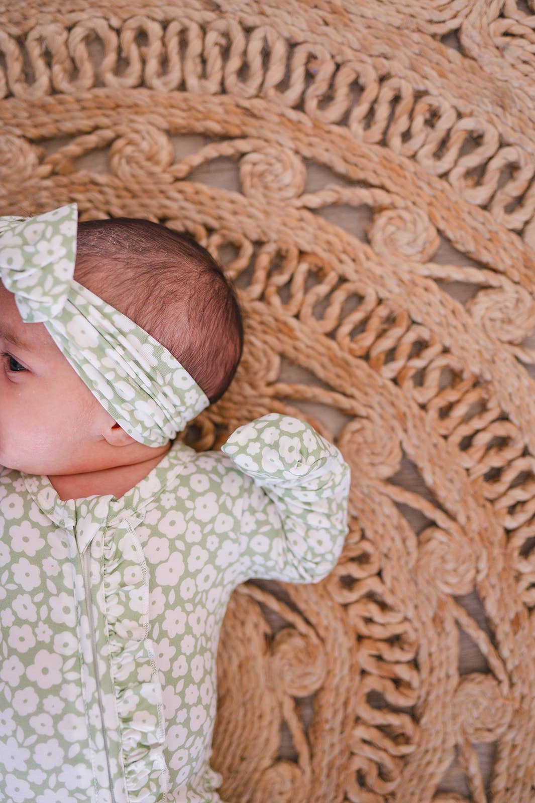 Sage Ditsy Floral Bow Headband