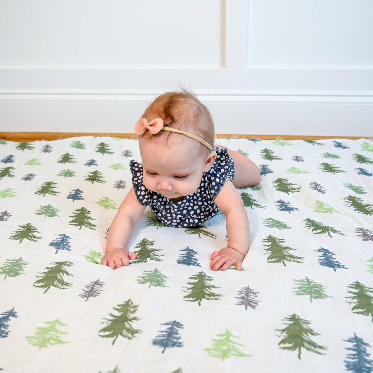 Baby Muslin Swaddle Blanket 47x47 Pine Tree