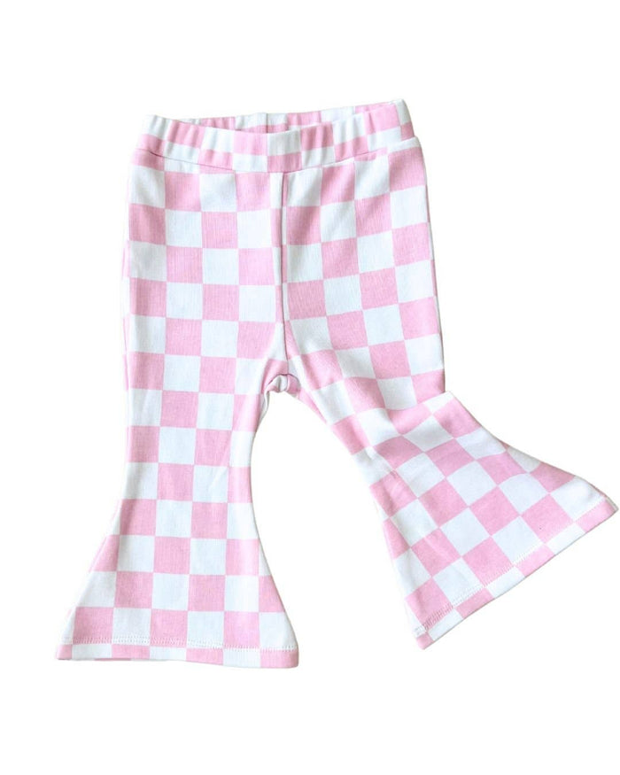 Checkered Flare Pants | Pink: 3T