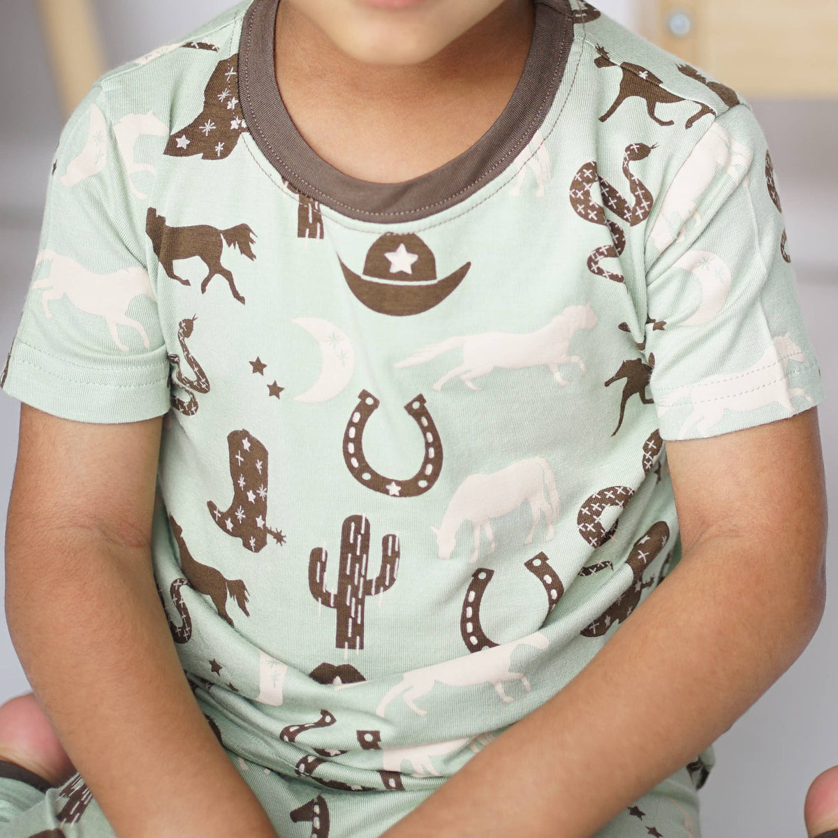 Giddyup Western Horse Bamboo Pajamas Kids Clothes: 10K