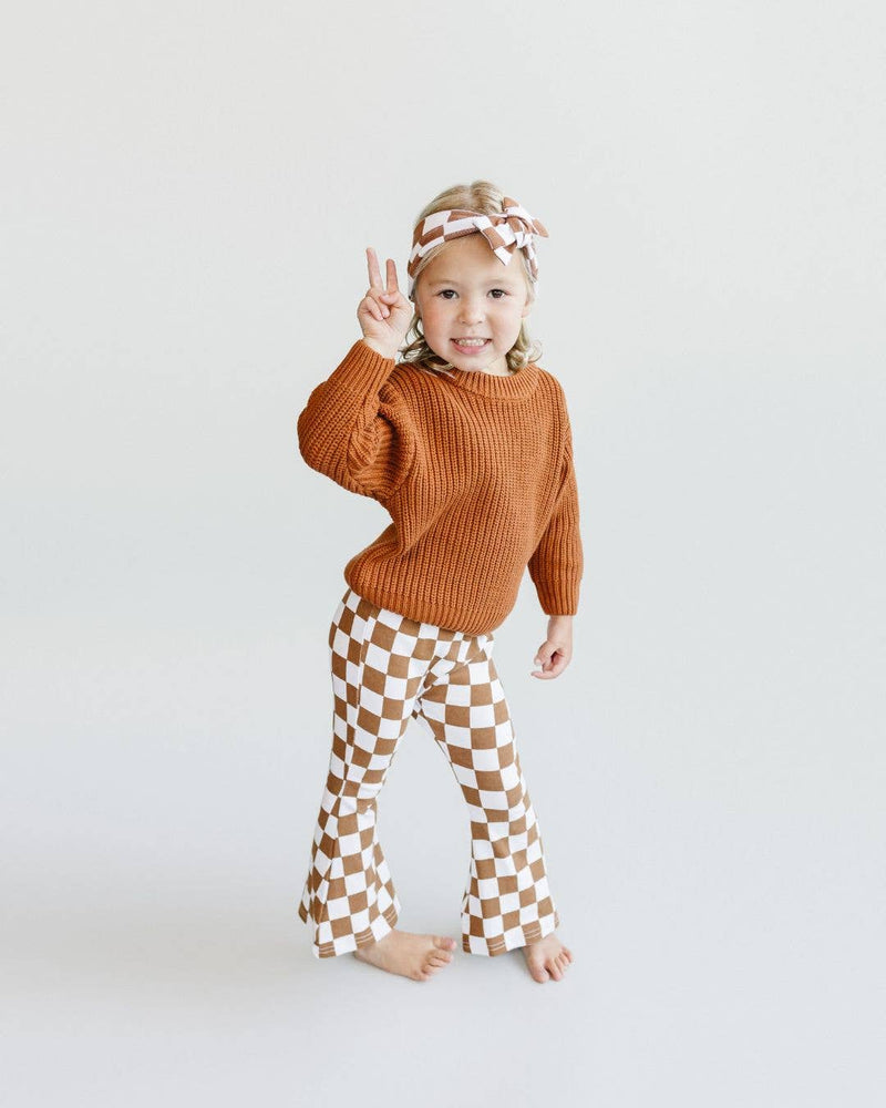 Checkered Flare Pants ||  Chocolate