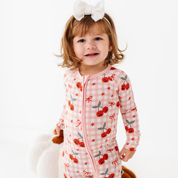 Cherry Pumpkin Convertible Footies: 6-12 Months