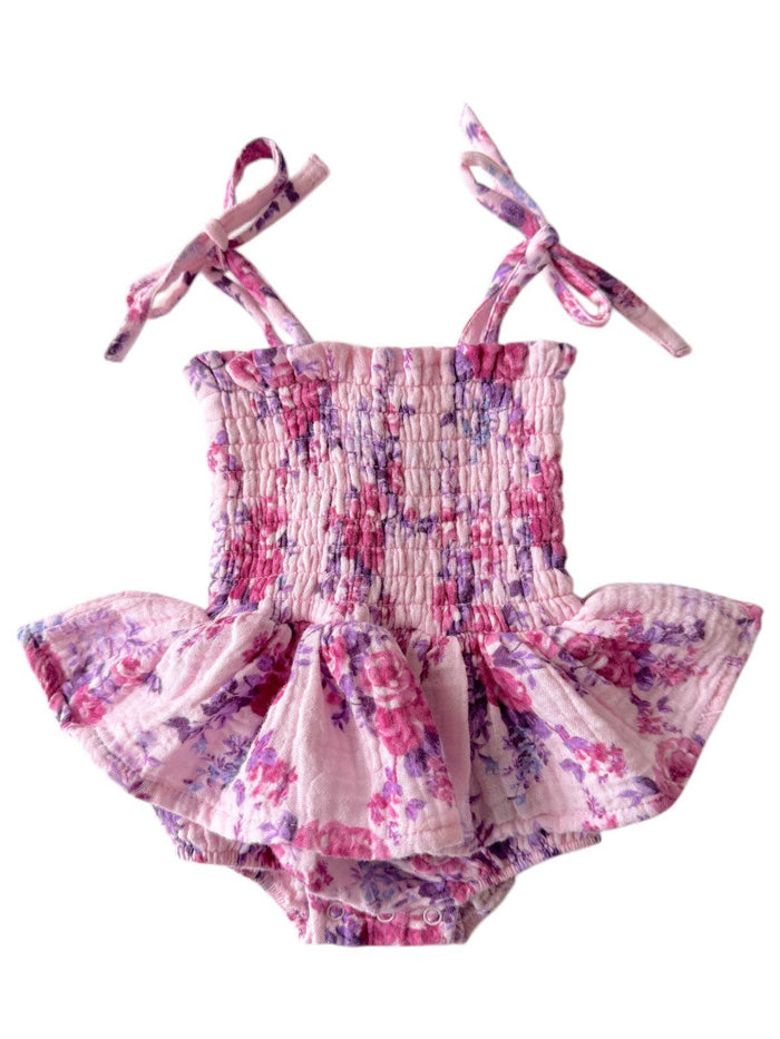 Muslin Smocked Bubble w/ Skirt, Violet Rose: 2 yr.