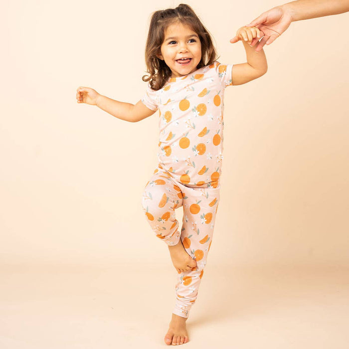 Freshly Squeezed Oranges Bamboo Toddler Pajamas Sleepwear Set: 2T