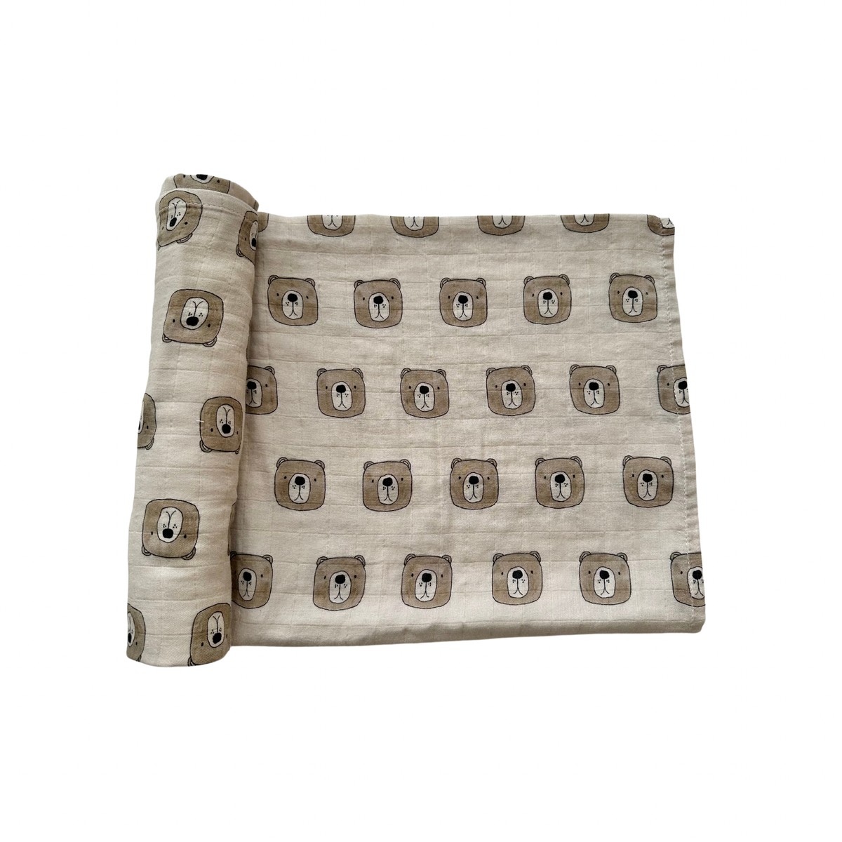 Muslin Swaddle Blanket - Brown Bear