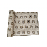 Muslin Swaddle Blanket - Brown Bear