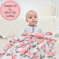 Baby Muslin Swaddle Blanket 47x47 Pretty in Peony