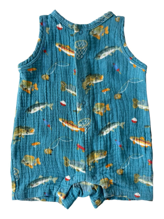 Muslin Shortie Romper, Gone Fishing: 2 yr.