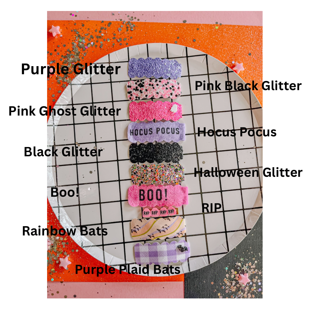 Halloween Single Snap Clip: Pink Black Glitter