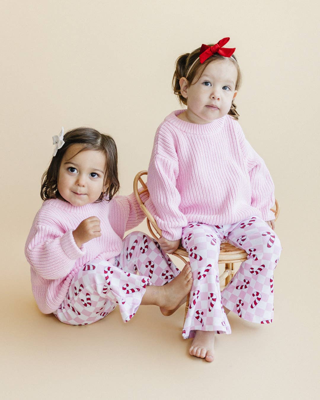 Checkered Candy Cane Kids & Baby Flare Pants | Pink: 0-3M