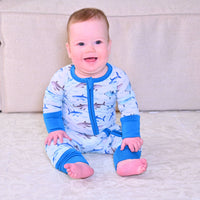 Bamboo Baby Convertible Zipper Pajama Sharks: 12-18 months