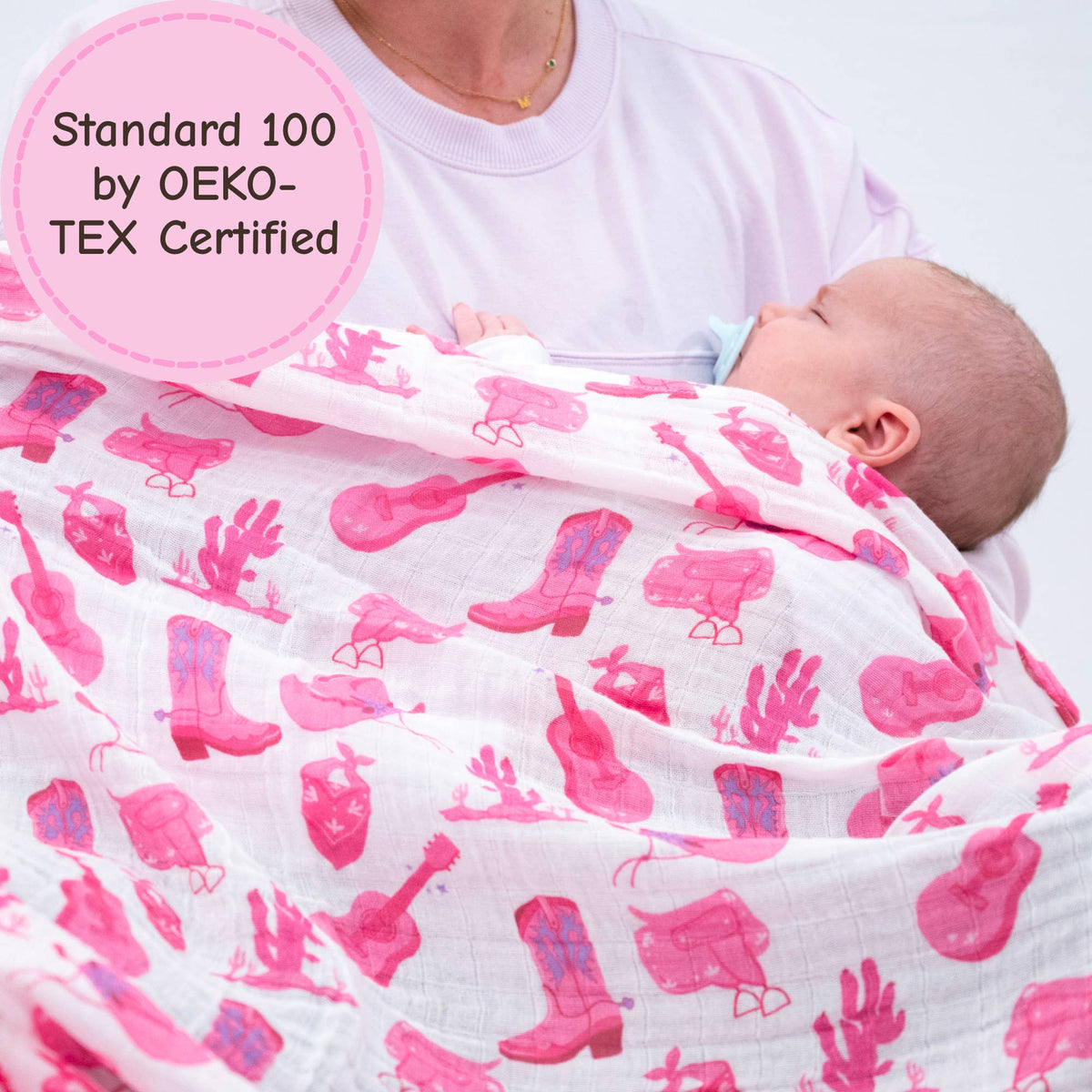 Baby Muslin Swaddle Blanket 47x47 Let's Go Girls
