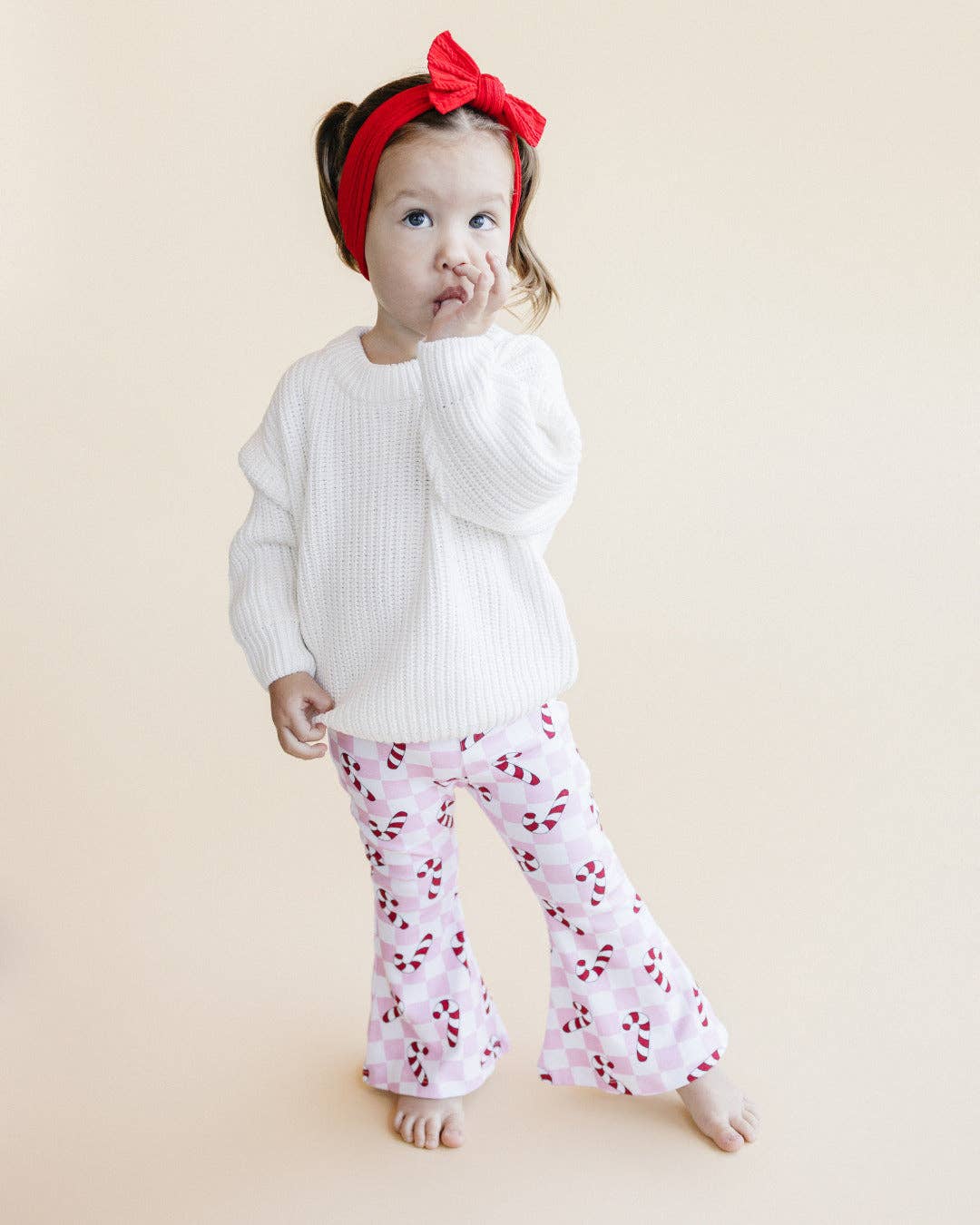 Checkered Candy Cane Kids & Baby Flare Pants | Pink: 18-24M