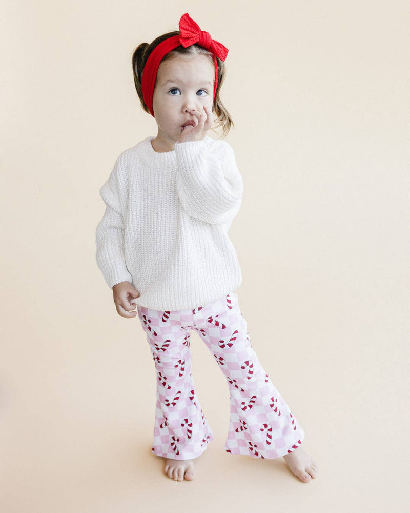 Checkered Candy Cane Kids & Baby Flare Pants | Pink: 0-3M