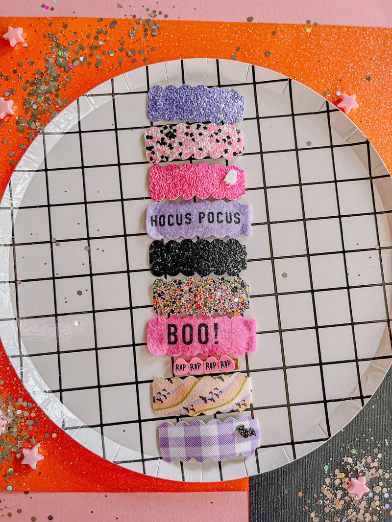 Halloween Single Snap Clip: Pink Black Glitter