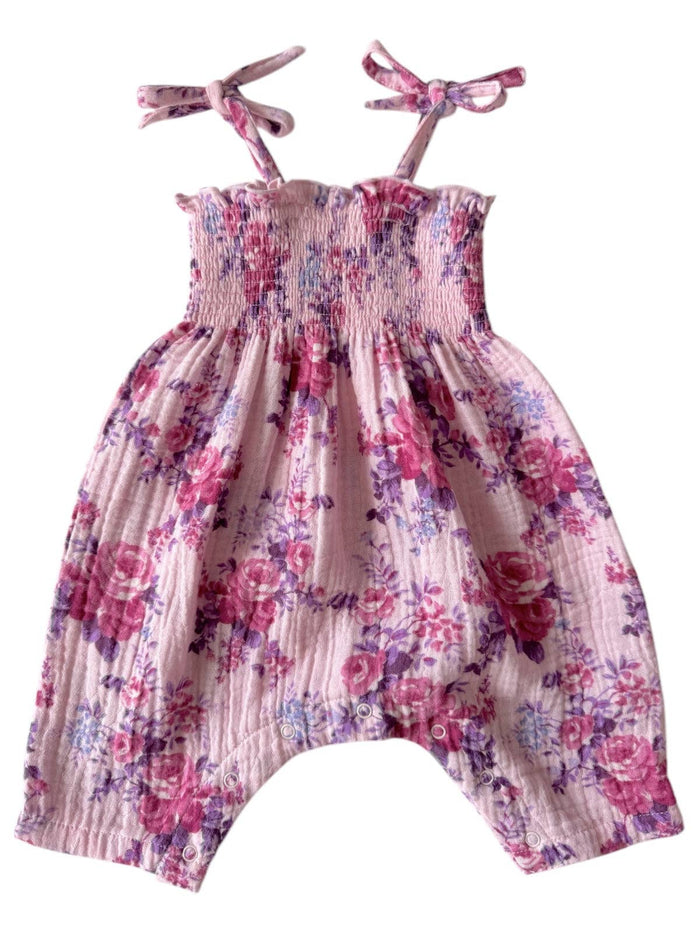 Muslin Smocked Jumpsuit, Violet Rose: 2 yr.