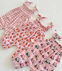 Blush Oranges / Organic Smocked Jumpsuit (Baby - Kids): 6-12M