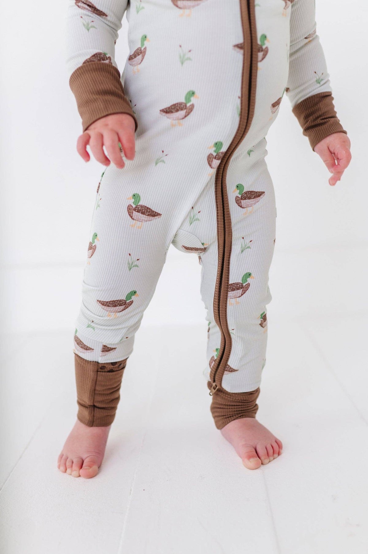 Duck, Duck Cute Ribbed Convertible Footies: 6-12 Months