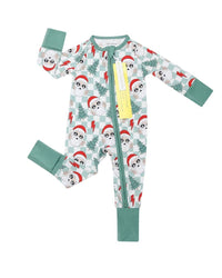 Christmas Baby Bamboo Clothing Zip Romper | Checkered Santa: 18-24M