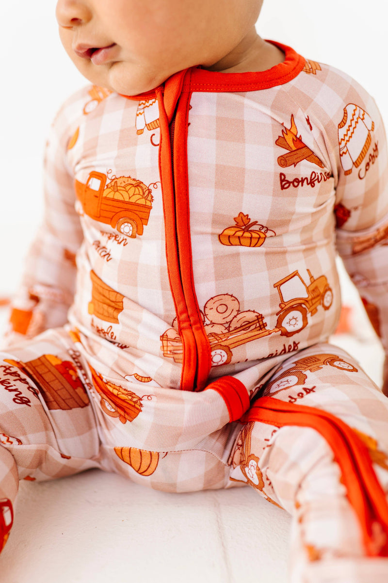 Harvest Hayride Convertible Footies: 12-18 Months