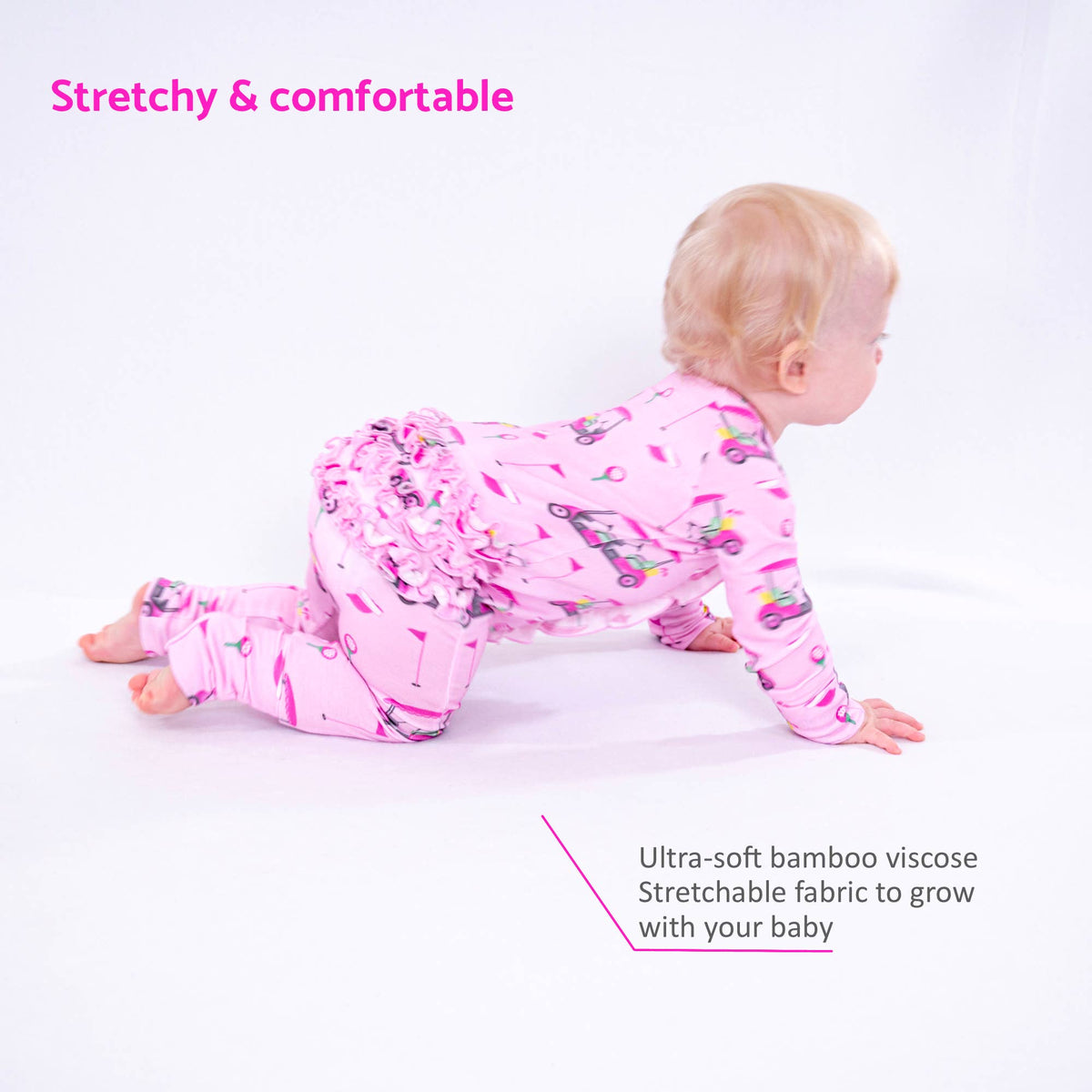 Bamboo Baby Convertible Ruffle Zipper Pajama Lil Miss Birdie: 03-06 Months