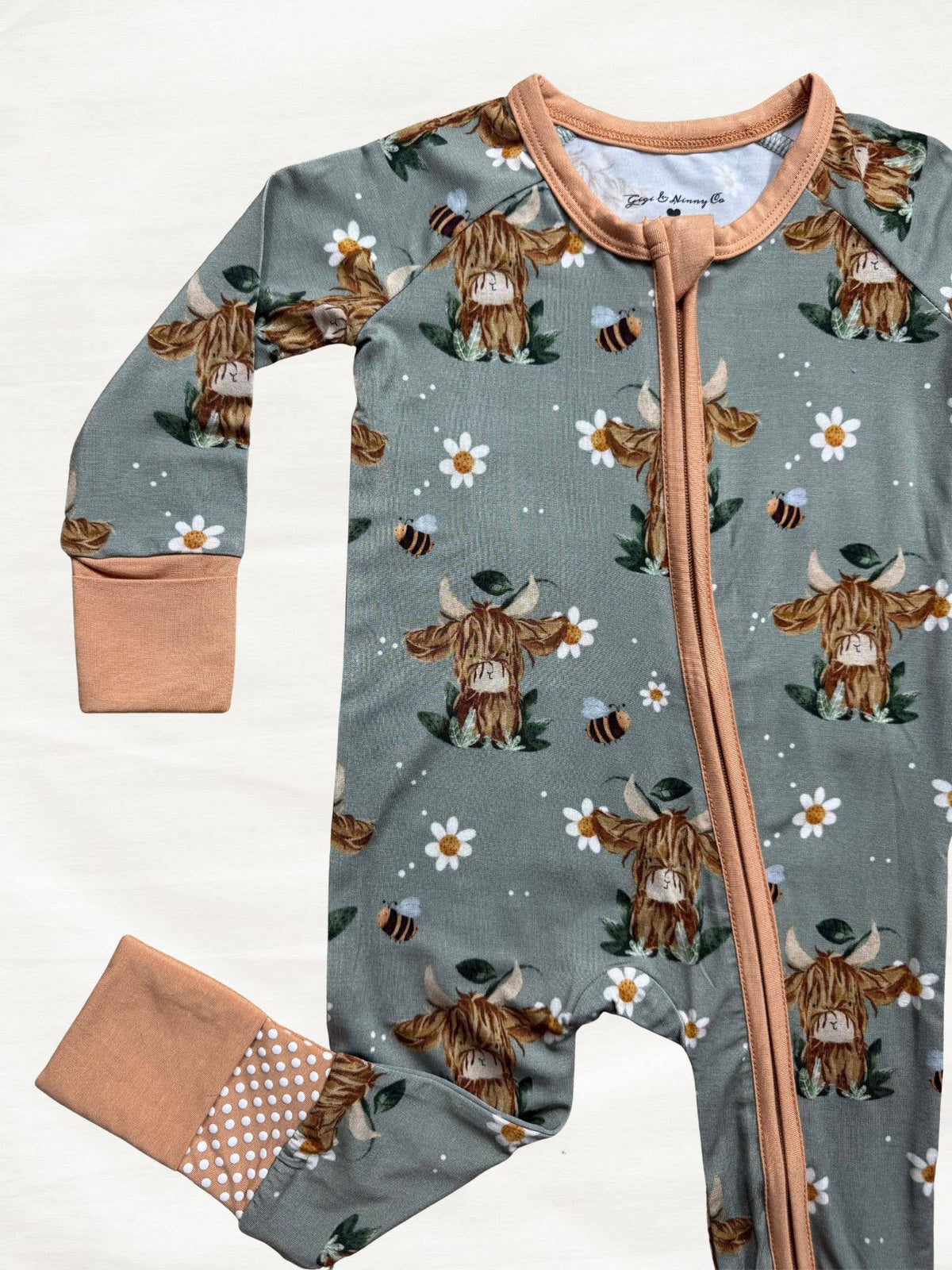 Daisy Mae Highland Cow Zippy Pajama: 18-24M