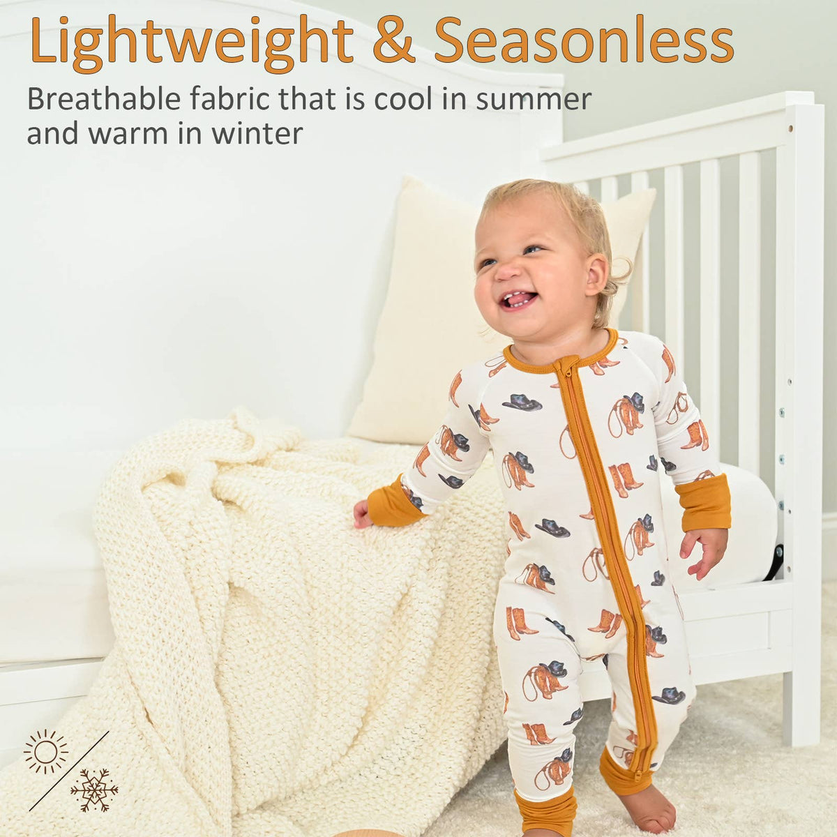 Bamboo Baby Convertible Zipper Pajama Better in Boots: 0-3 Months