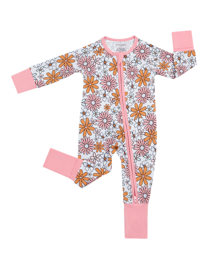 Bamboo Baby Zip Romper | Retro Garden: 6-12M