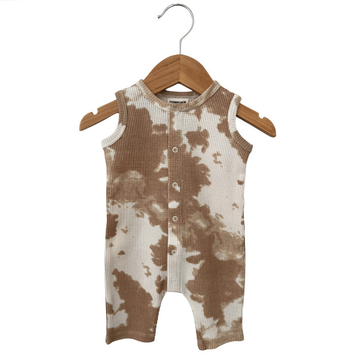 Organic Waffle Easy Romper, Almond Tie Dye: 18 - 24 mo.