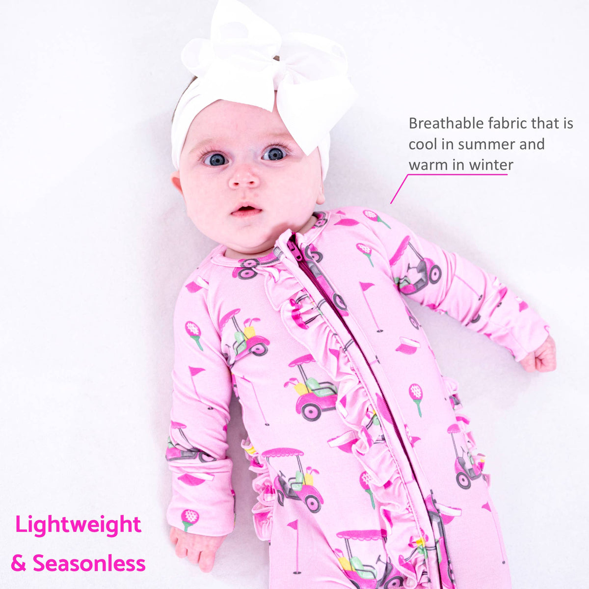Bamboo Baby Convertible Ruffle Zipper Pajama Lil Miss Birdie: 0-3 Months