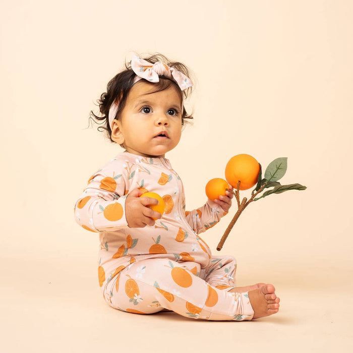 Freshly Squeezed Oranges Bamboo Convertible Pajamas Florida Baby Gift: NB