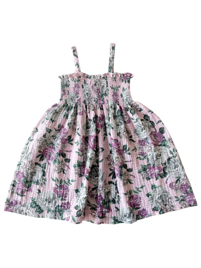 Muslin Smocked Tube Dress, Blissful Blossoms: 4 yr.