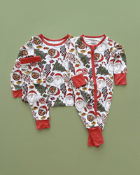 Bamboo Baby Clothing Zip Romper | Retro Christmas: 3-6M