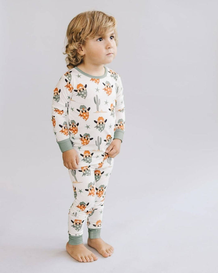 Bamboo Two Piece Kids Western Clothing Set | Smiley Cowboy: 5T