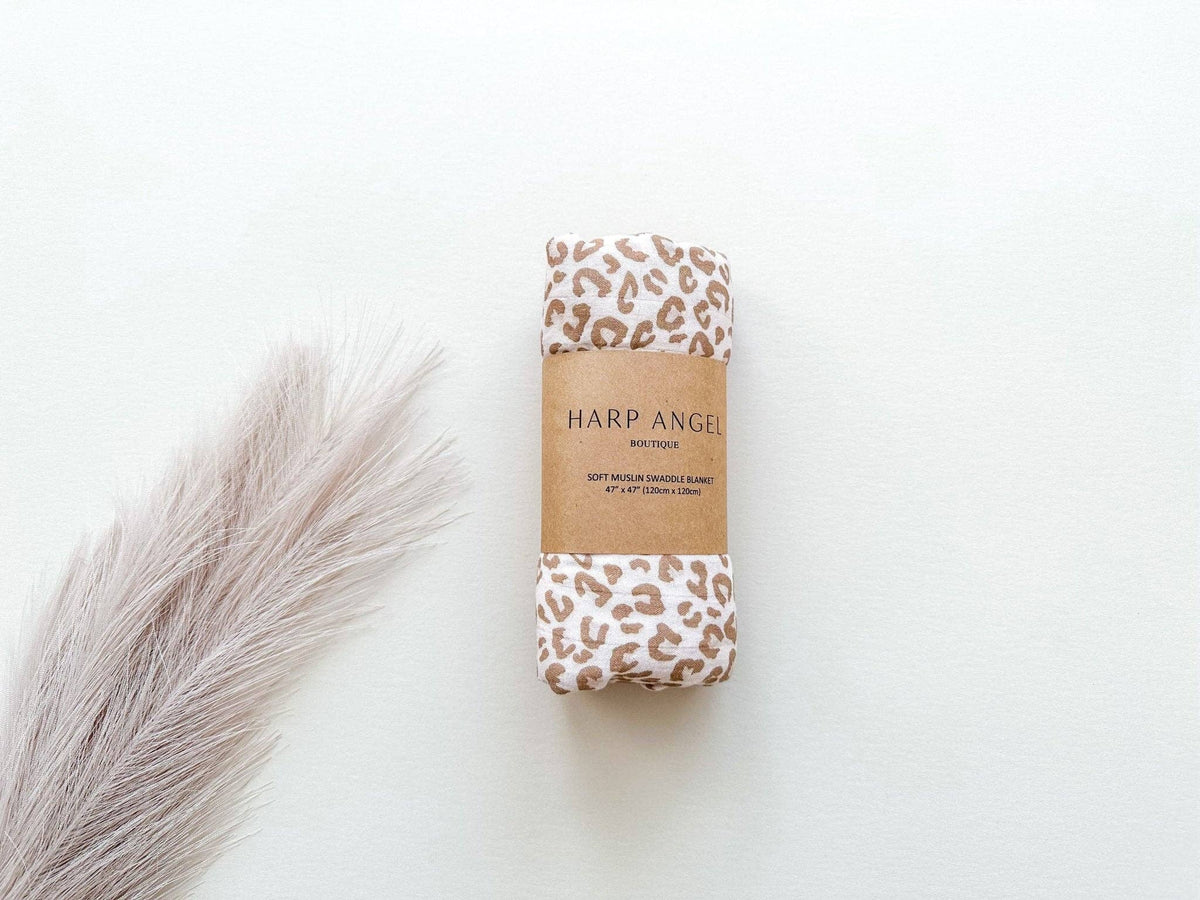Brown Leopard Swaddle Blanket