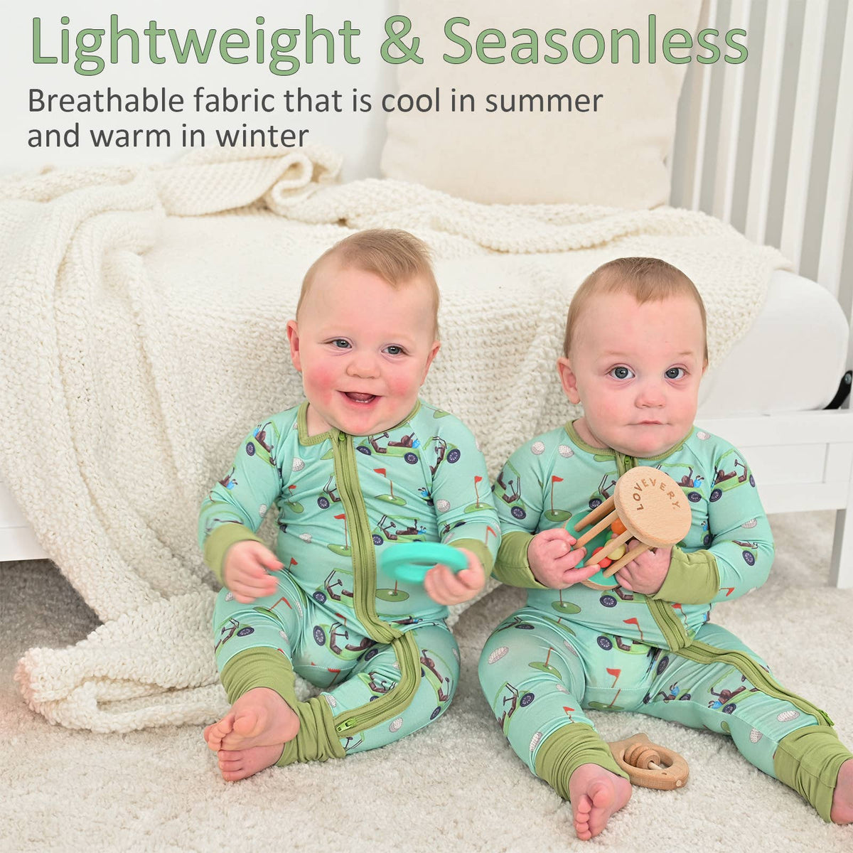 Bamboo Baby Convertible Zipper Pajama Golf A Round: 03-06 Months
