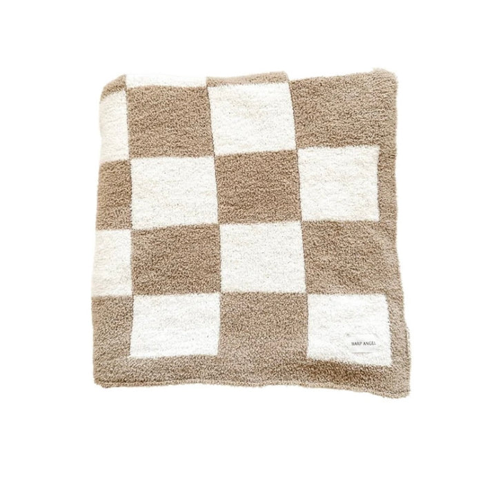 Checker Blanket || Taupe + White