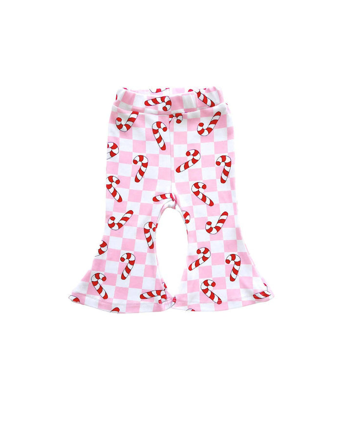 Checkered Candy Cane Kids & Baby Flare Pants | Pink: 3-6M