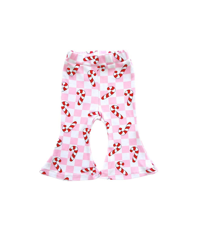 Checkered Candy Cane Kids & Baby Flare Pants | Pink: 3T